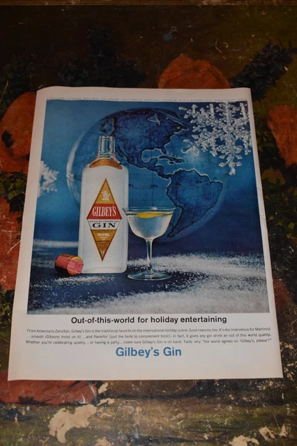 Vintage 9163 Gilbey's Gin Holiday Print Ad.