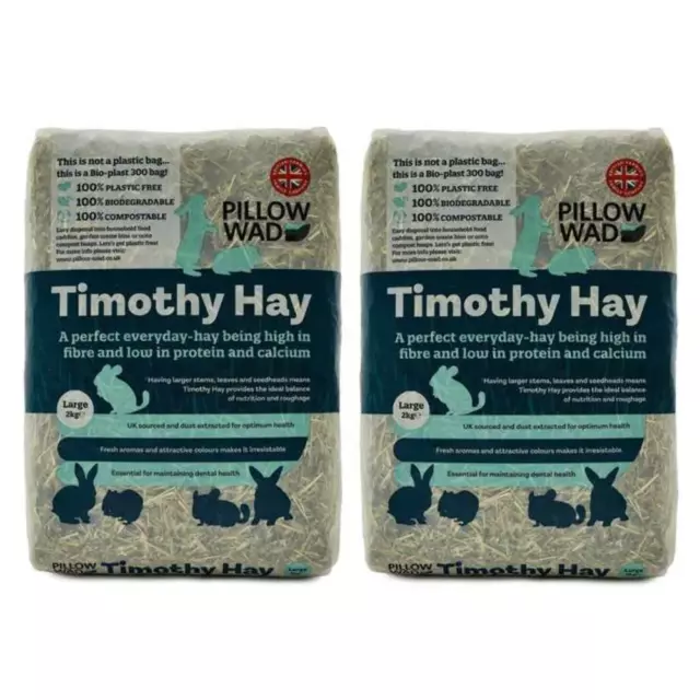 4KG RABBIT TIMOTHY HAY Pillow Wad Bio Timothy Hay Large 2kg x 2