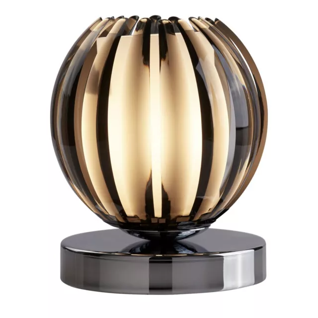 Chrome Finish Base Touch Table Lamp With Smoked Acrylic and Frosted Glass Shade