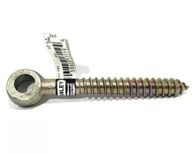 Stanley National N131-193 Screw Eye, Zinc, 1/2 x 4-In Made In U.S.A 5 pcs