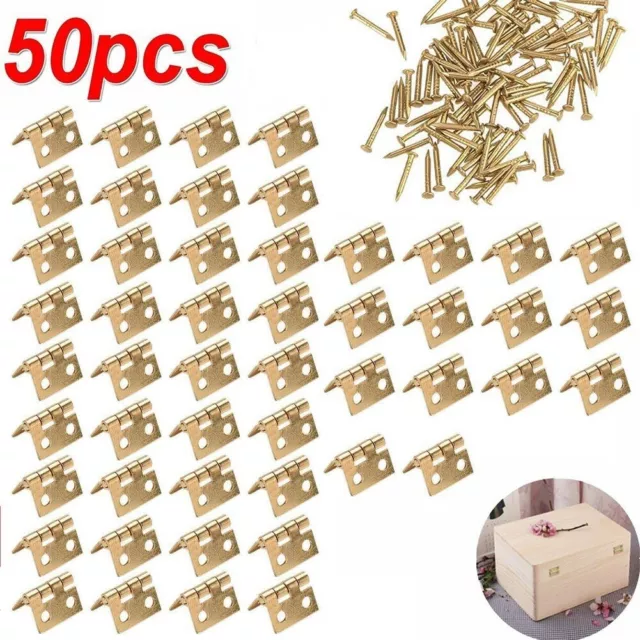 Mini Craft Door Box Accessories Set of 50 Solid Brass Hinges Silver Gold 8*10mm