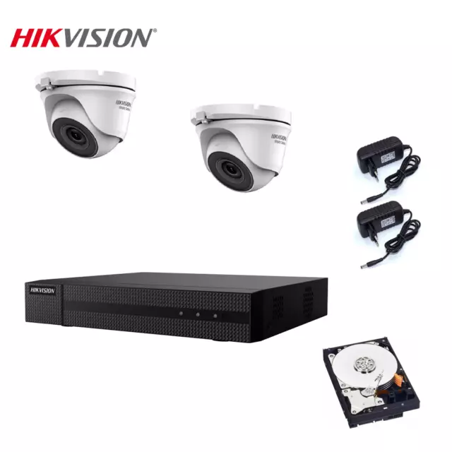 Kit Videosorveglianza Hikvision Dvr 4 Canali 2 Telecamere 2 Mpx Hd 500 Gb