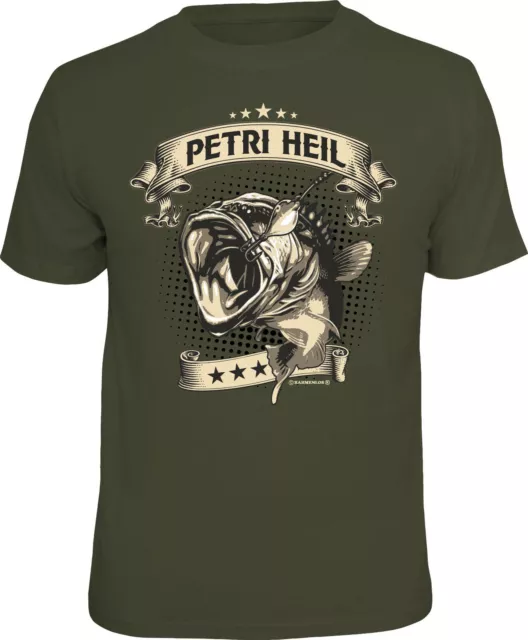 Uomo Pescatore T-Shirt - Petri Heil - Divertenti Detto Maglietta per Uomo
