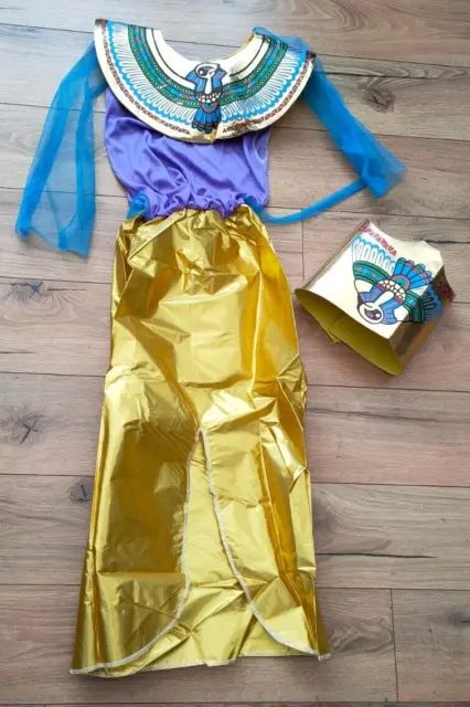 Girls Egyptian Queen Cleopatra Fancy Dress Costume Gold Outfit Book Week 6-8 NEW