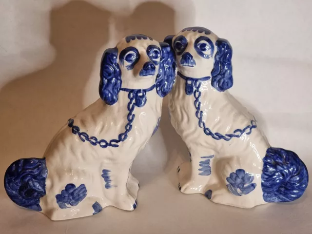 2 Blue STAFFORDSHIRE wally  Dogs