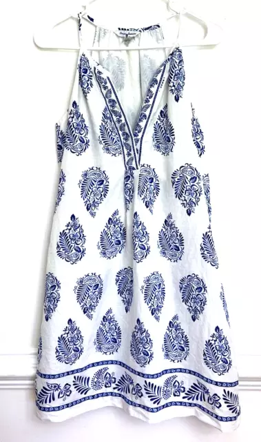 Tommy Bahama Paley’s Paisley Linen Shift Dress Sz S/P Halter Resort Wear Beach