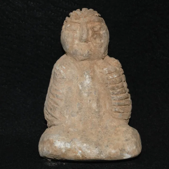 Very Old Ancient Bactrian Bactria Margiana Stone Idol Statue of Seated Figurine