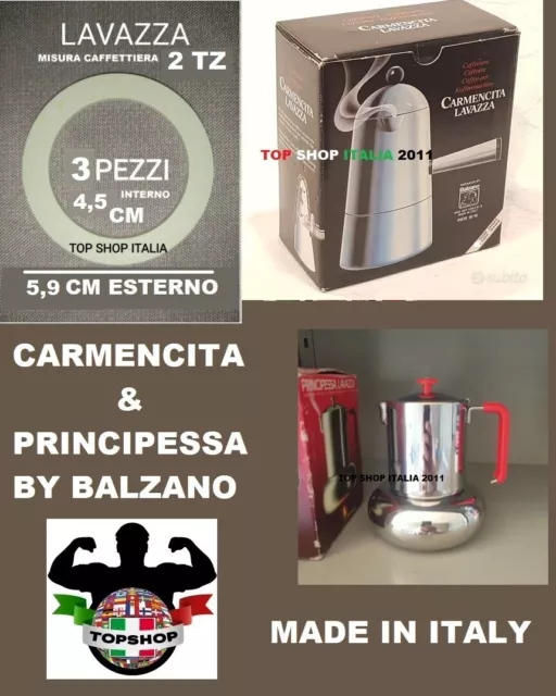 Set 3 Pezzi Guarnizione 2 Tazza Per Caffettiera Lavazza Principessa E Carmencita