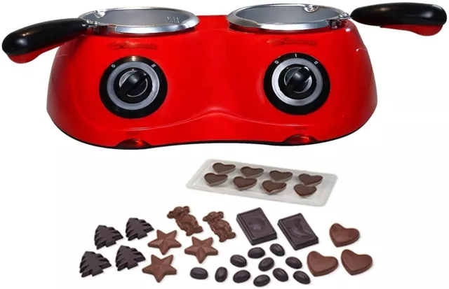 Total Chef Electric Chocolate Fondue Melter Machine with Double Melting Pot- Red 3