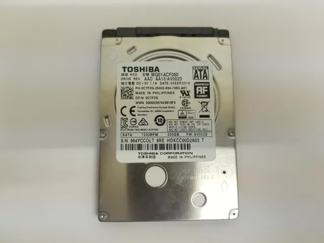 Toshiba MQ01ACF050 500GB 2.5" Laptop Hard Drive SATA