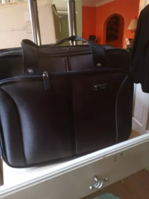 Great Condition Chaps Rolling/Traveling Laptop Bag Carry On Luggage-dark.Brown