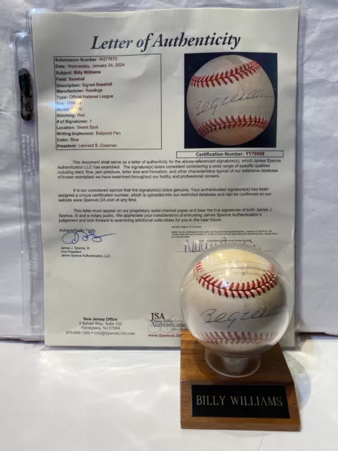 HOF  Chicago Cubs BILLY WILLIAMS  Autographed Baseball  JSA/LOA