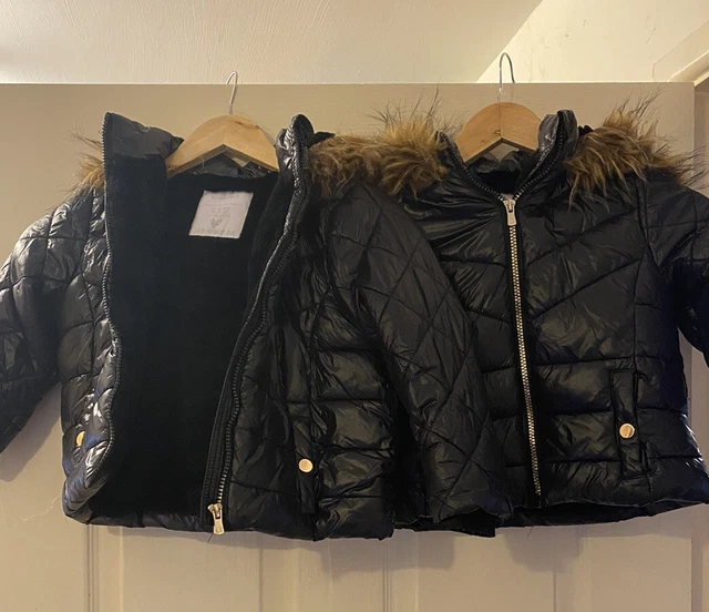 Twin Girls Winter coat Bundle 3-4 years Matalan Black puffer Jacket X2 2