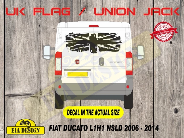 Distressed Union Jack Decal For Ford Transit SWB (2000-2006) – UK Flag, Glossy