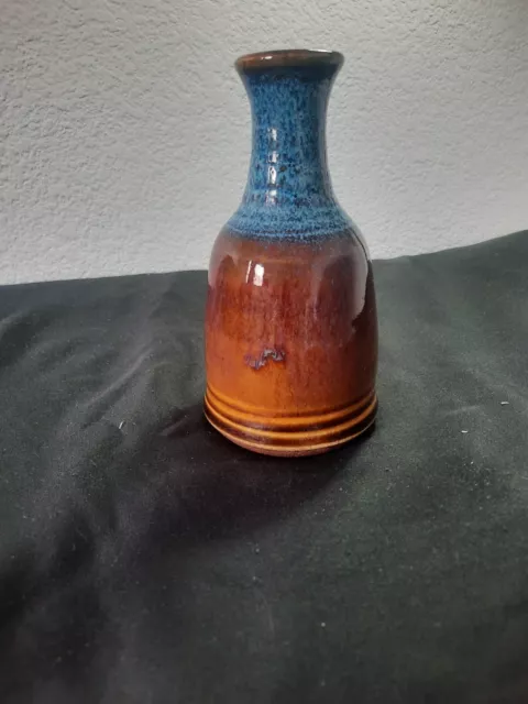 studio art pottery vase signed brown and blue glazed.
