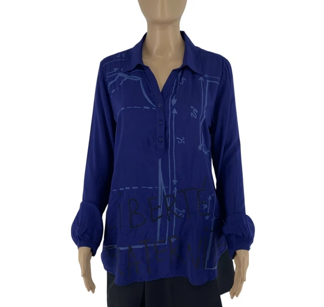 Chemisier Desigual Judith Dentelle Et Rayures - Bleu, Taille Plus, Neuf Avec étiquettes