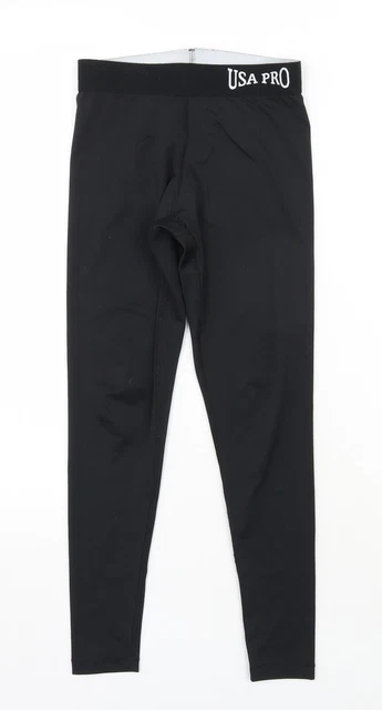 USA Pro Girls Black  Polyester Pedal Pusher Trousers Size 9-10 Years  Regular Pu