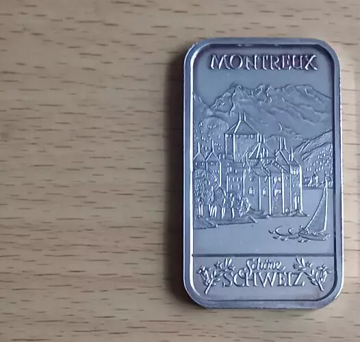 Silberbarren 999/1 Oz/schöne Schweiz Montreux