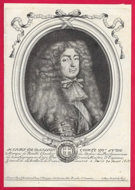 GA27-GRAVURE-17e-HENRI DE DAILLON-COMTE DU LUDE-(1622-1685)-N.DE LARMESSIN