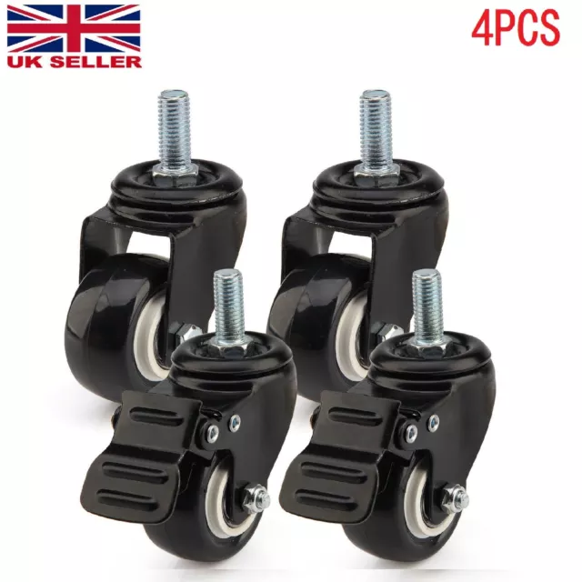 4 X Heavy Duty Swivel Castor Wheels Trolley 50mm Furnitures Casters Rubber 200kg