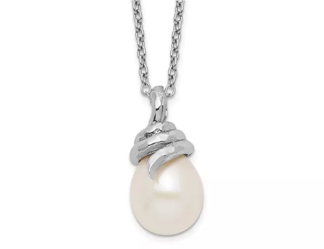 8-9mm Cultured Freshwater Rice Pearl Pendant Necklace in Sterling Silver (17 Inc