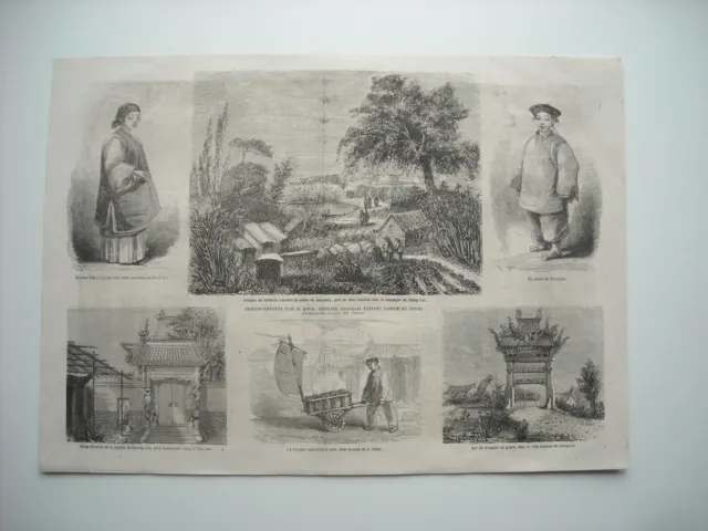 1861 Engraving. Durong-Kao Pagoda Entrance Door. A Chang-Hai. Coffins.