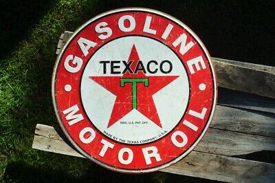 Texaco 1926 Logo Embossed Tin Metal Sign - Gas & Motor Oil - The Texas Company