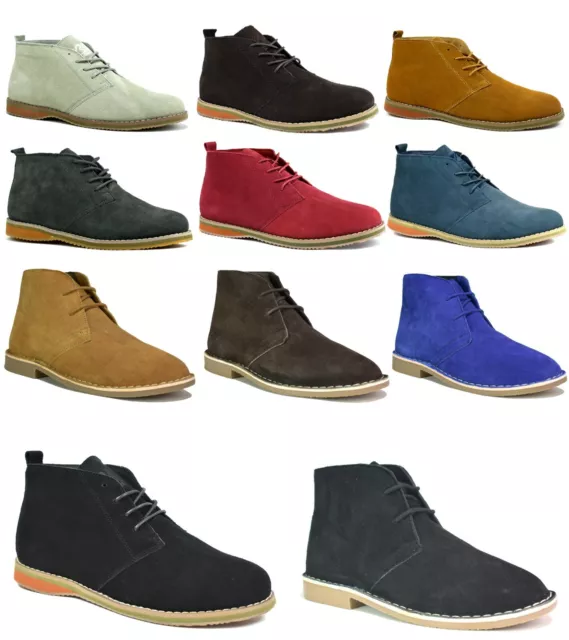 MENS NEW LEATHER Suede Casual LaceUp Ankle Desert Outdoor Boots UK