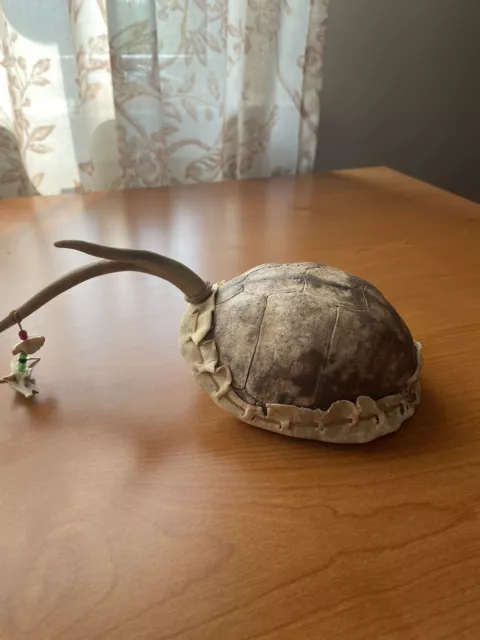 Native American Turtle Shell Rattle Antler Horn Handle w/ Leather Beads
