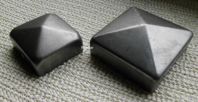 2x Metallo Recinto Quadrato Palo Tappo & Flangia 50x50mm