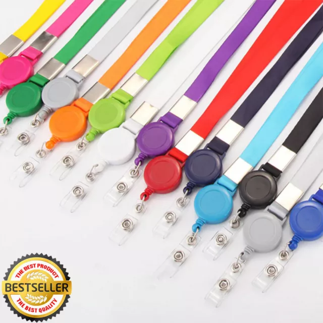 ID Card Pass Holder Lanyard Neck Strap With Strong Metal Clip PICK YOUR COLOUR!!