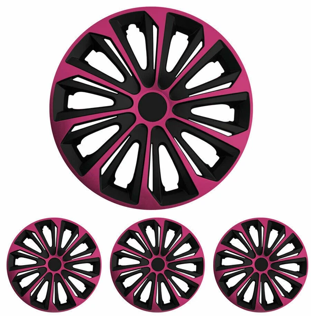 Enjoliveurs Action DOUBLECOLOR Roses-Noirs 4 Pièces 15 Pouces - Lot Pour Roues Voiture