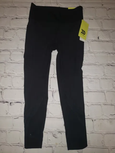 NWT All In Motion Youth Girls' Black Mesh Leggings with Pockets Size XS