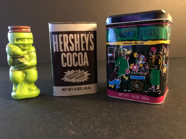 Group of 3 Modern Steel Tins Hershey Cocoa & Almond Kisses - Biscuit Mix