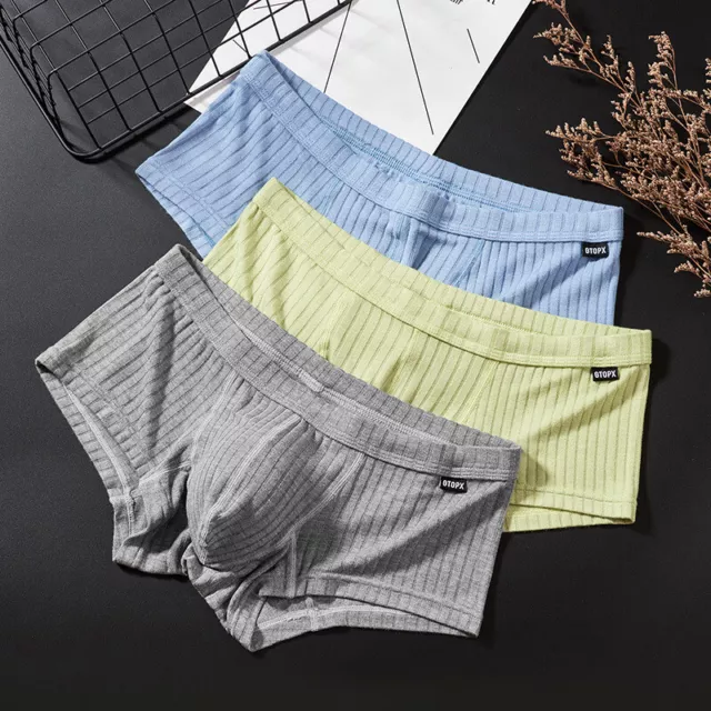 Men Sexy Briefs Low Raise Underwear Comfortable Sweat-absorbent Ice-Silk  Cool Boxer Splic Briefs