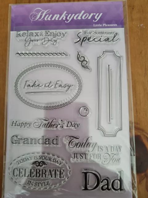 Hunkydory clear stamp set - Little Pleasures phrases sentiments frame label etc