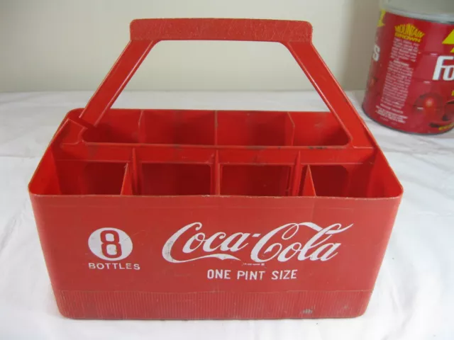 Vintage Coca-Cola Coke  Red Plastic Carrier Caddy 8 Bottle Pint Size Holder READ