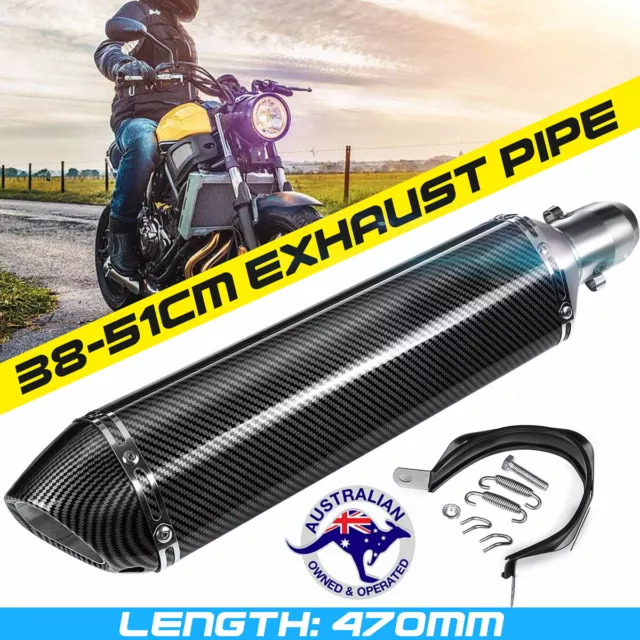 Motorcycle Carbon Exhaust Muffler Pipe 38-51MM Removable Pit Dirt Bike Universal