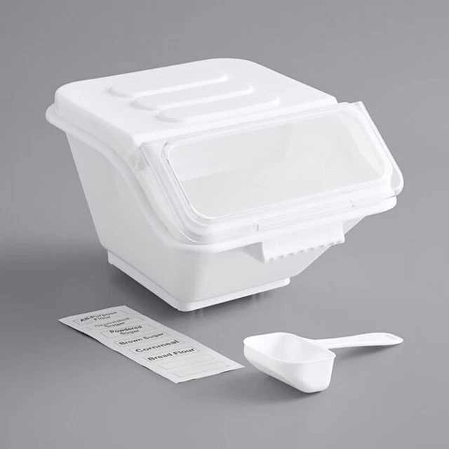 (3 Pack) 2.6 Gallon 40 Cup Shelf Ingredient Bin w/ Flip Lid Label Sheet & Scoop