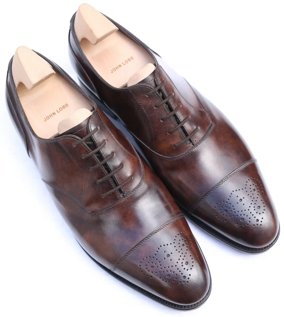NEW BOXED John Lobb Hartland Brown Calf Oxford Shoes 9.5 UK