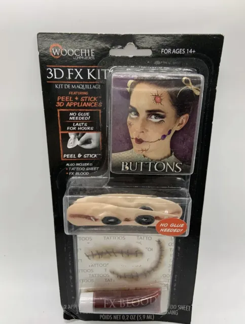 3D Fx Kit Professional Quality Cosplay Halloween Makeup Buttons Rag Doll
