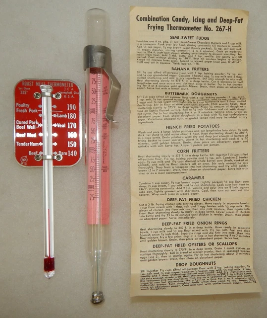 VINTAGE TCA CANDY Icing Deep Fat Frying Meat Kitchen Thermometers EUC
