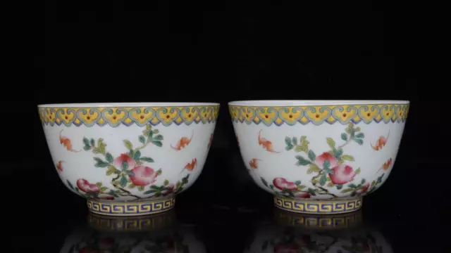 Two Old Chinese Clour Enamel Porcelain Bowl Kangxi Marked St646