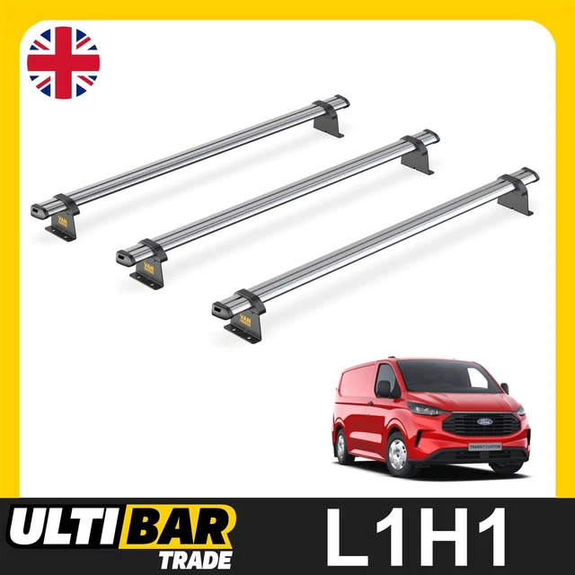 FORD TRANSIT CUSTOM Roof Rack for 2024+ Short (L1) 3 Roof Bars Van