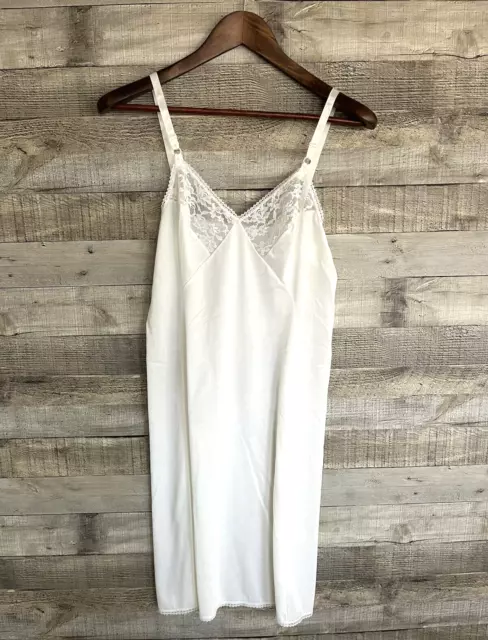 Vtg Sears The Doesnt Slip White Nightgown Women's 34 Average Length Nightie Sexy