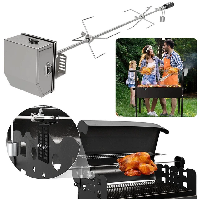 BBQ Grillspieß mit Edelstahl Motor 137-142cm Drehspieß Gasgrill Automatisch DHL 10
