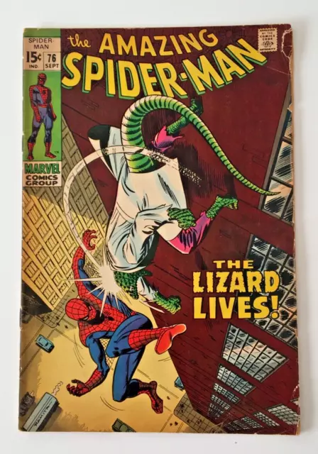 the amazing spider - man spiderman comics MARVEL  # 76   1969 the lizard lives