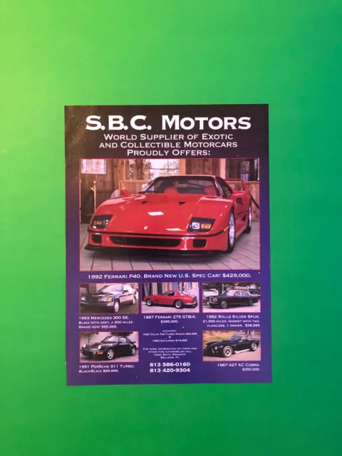 1992 Ferrari F40 Original Vintage Print Ad Advertisement Rare