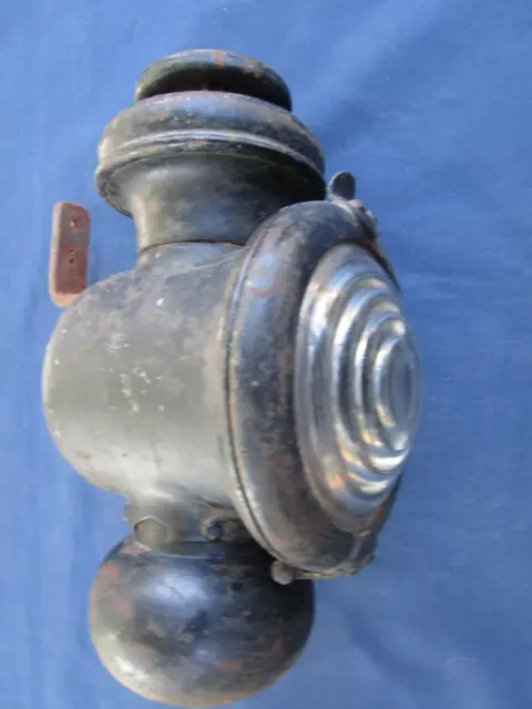 Lanterne à pétrole camion voiture ancienne tôle support fer verre Jefferson 911