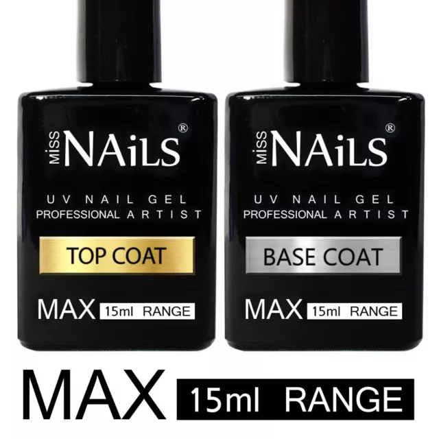 15ml BIG MAX Range Miss Nails® TOP and BASE COAT UV LED Nail Gel Soak Off Polish